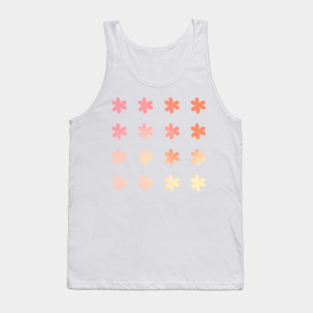 Back to School Pink and Coral Gradient Flowers Tank Top by JuneNostalgia
